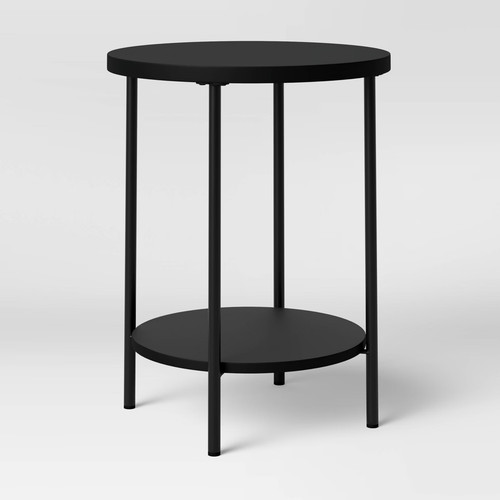 Wood and metal round - end, table
